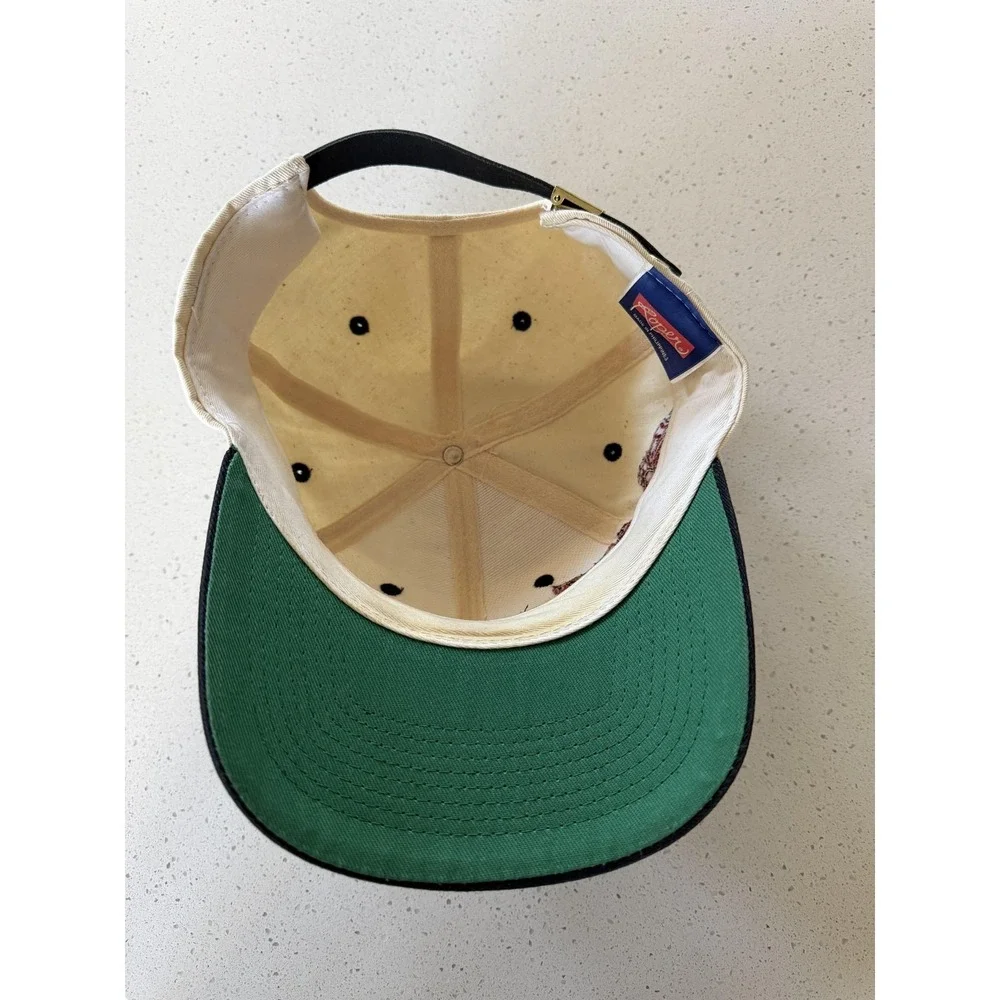Vintage Roper Hat Cap Strap Back Horse Western Embroidered Beige Black Mens 90s - Picture 7 of 7